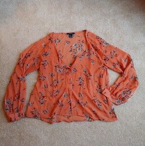 NWOT forever 21 sheer orange floral blouse